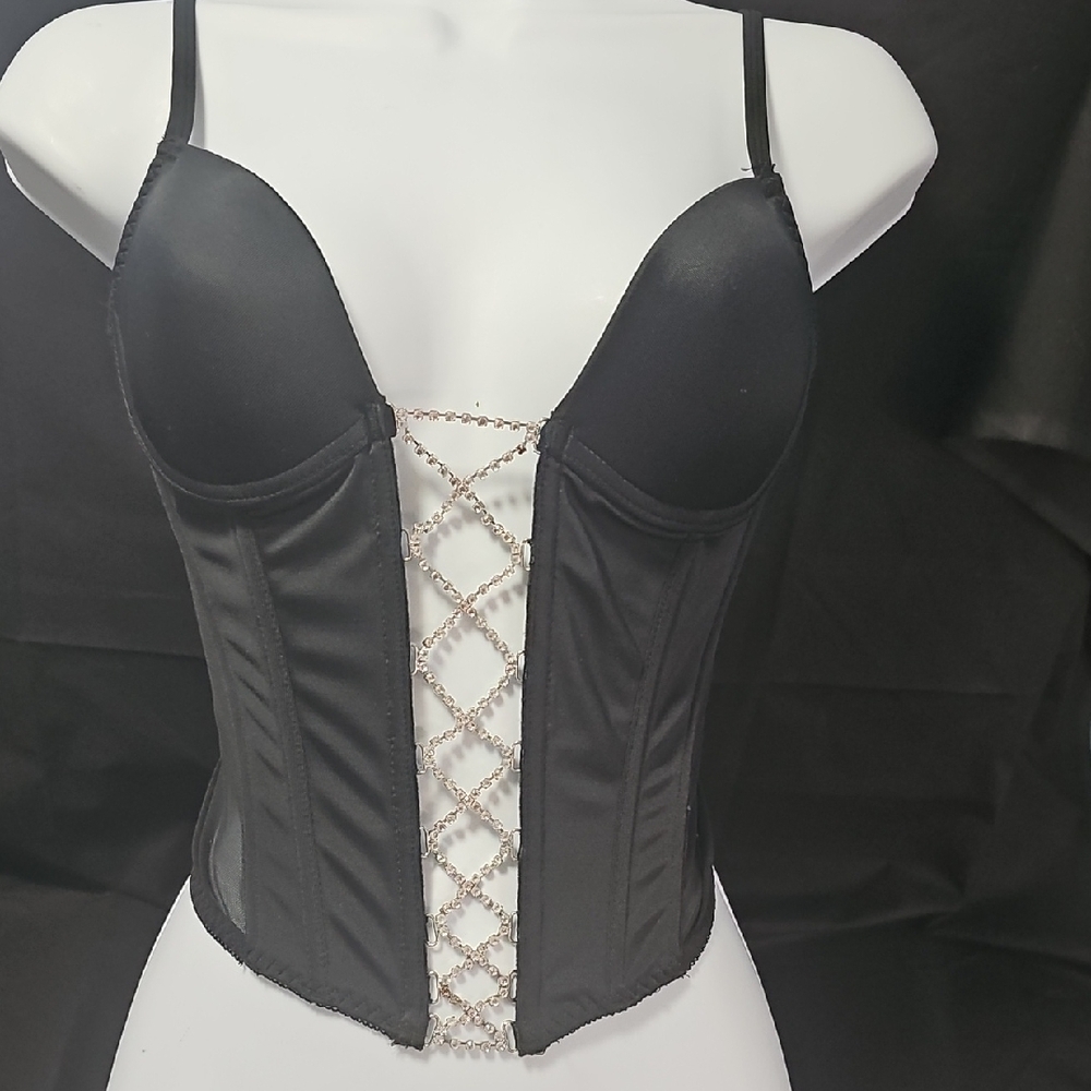 Black Corset Top with Chain Detail